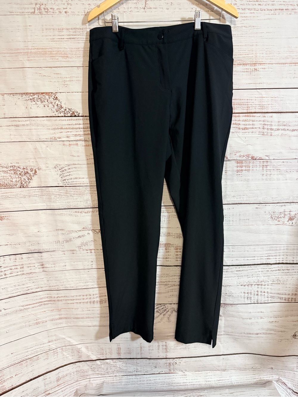 Slazenger Women's Golf Pants Black Size 12 Straight Leg Flat Front Belt Loops